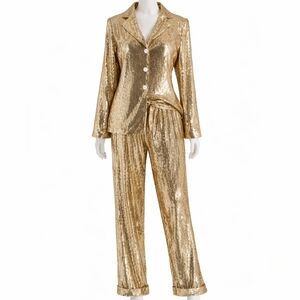 Nadine Merabi Gold Sequin Waterfall Jacket - NEW With Tags - Small